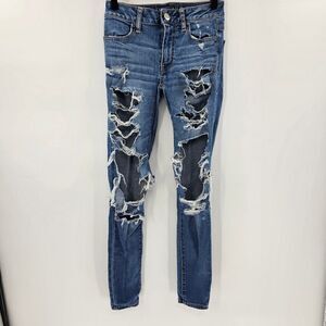 American Eagle jegging jeans 0 distressed ripped knee